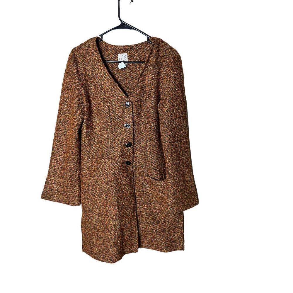 Vintage F.L‎ Malik Tweed Long Line Coat Size M